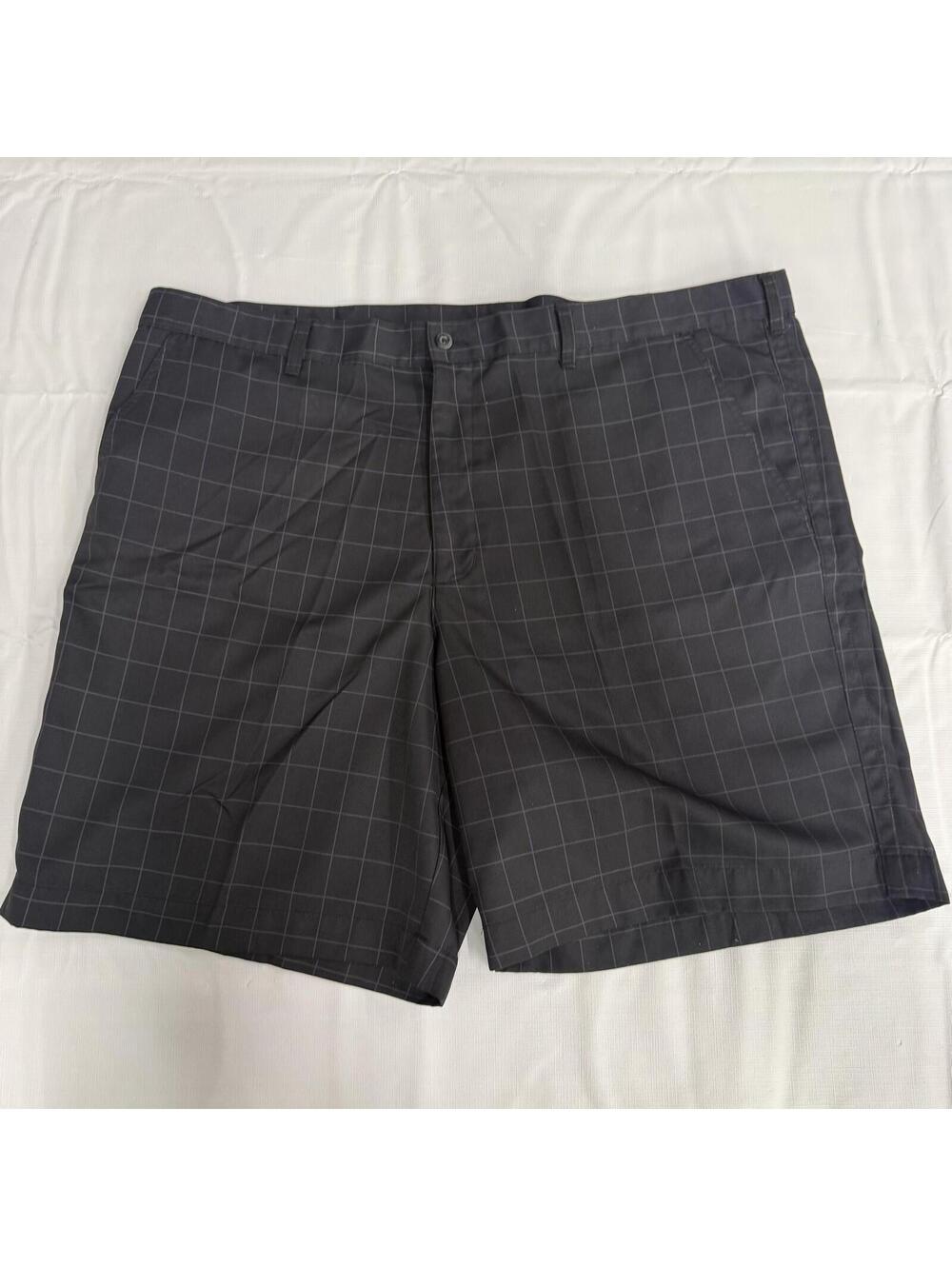 George Shorts Mens 44 Gray Windowpane Plaid Flat Front Golf Casual Chino